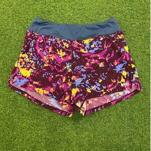 REI Co-op Swiftland Running Shorts Large Burgundy Abstract Splatter Print